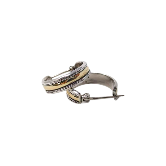 BOUCLES D'OREILLES DE BALI ÉTROITES ARGENT ET OR