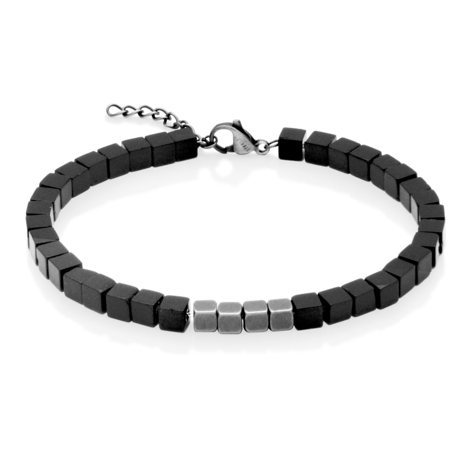 BRACELET CUBES AGATE NOIR - STEELX