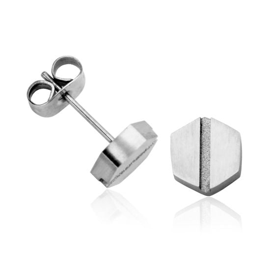 BOUCLES D'OREILLES HEXAGONALES EN ACIER INOXYDABLE STEELX