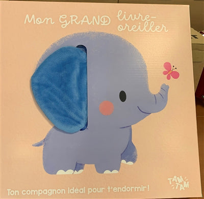 MON GRAND LIVRE-OREILLER  ELEPHANT