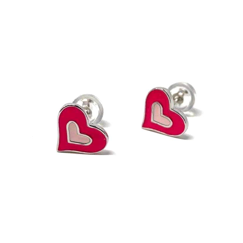 BOUCLES D'OREILLES COEURS ROSES BFLY