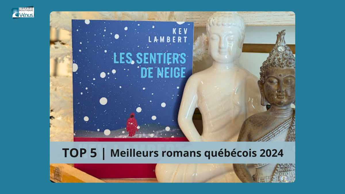 ROMAN LES SENTIERS DE NEIGE DE KEV LAMBERT AVEC DEUX BOUDDHAS DÉCORATIFS