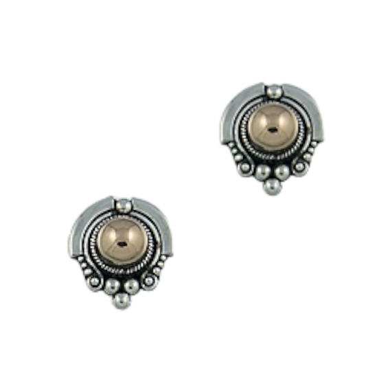 BOUCLES D'OREILLES ARGENT ET OR BIJOUX DE BALI