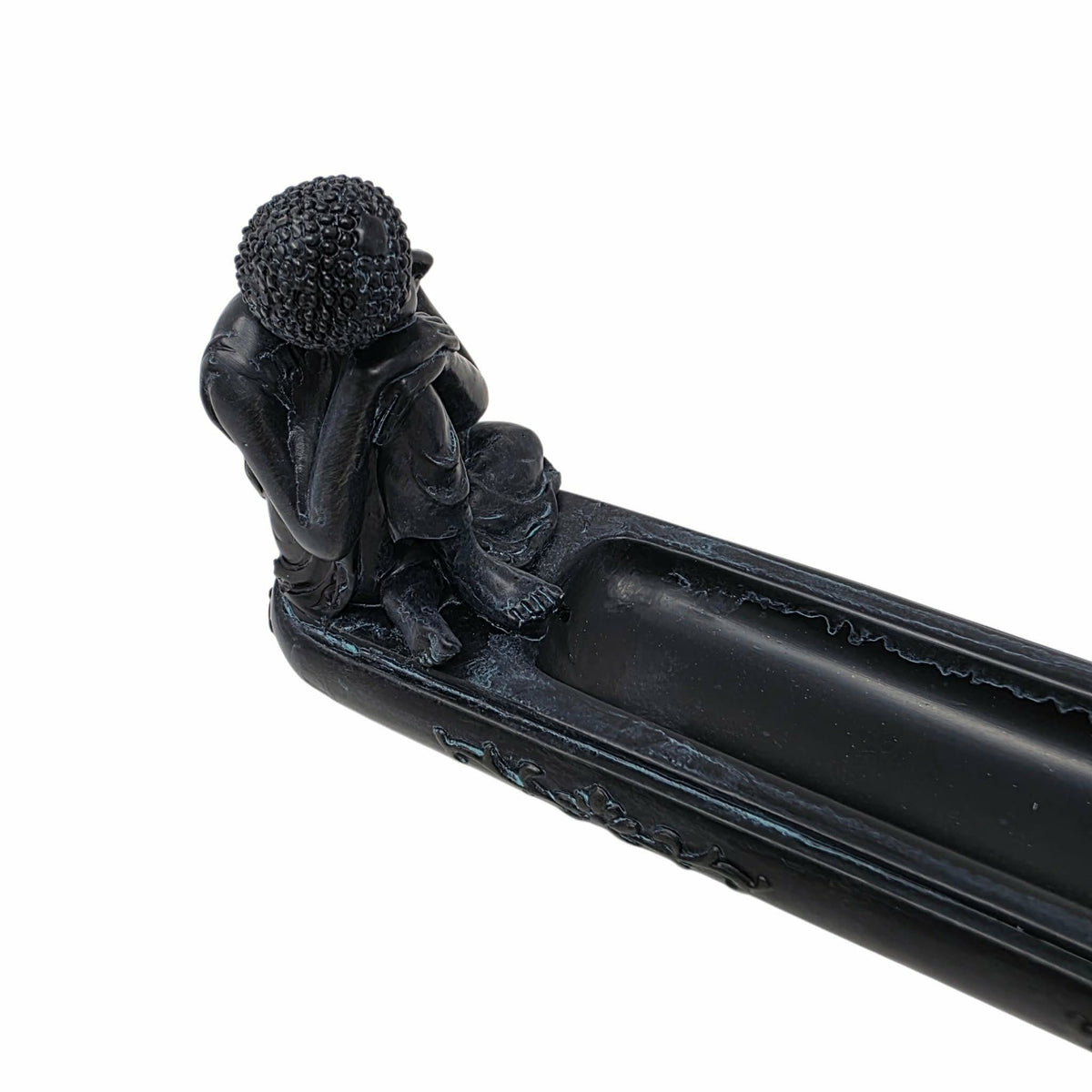 Porte-encens Bouddha noir - support pour bâtons d'encens