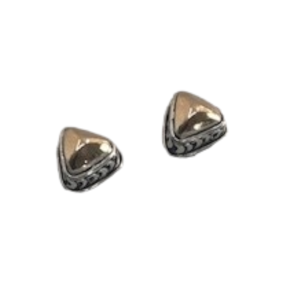 BOUCLES D'OREILLES TRIANGLES ARGENT ET OR BIJOUX DE BALI