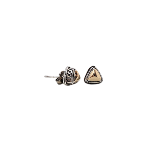 BOUCLES D'OREILLES DE BALI TRIANGLE EN ARGENT STERLING ET OR