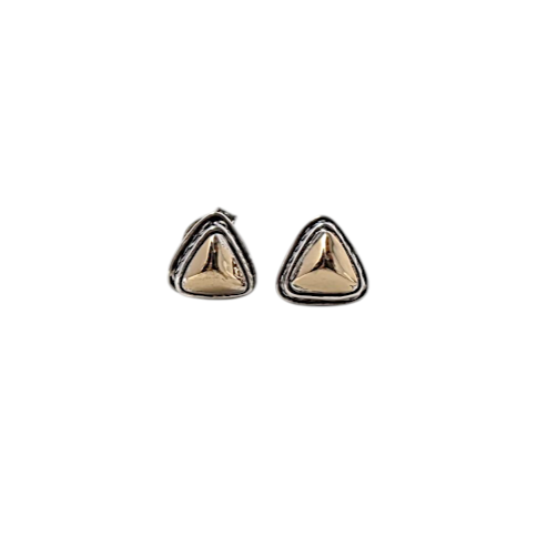 BOUCLES D'OREILLES DE BALI TRIANGLE EN ARGENT STERLING ET OR