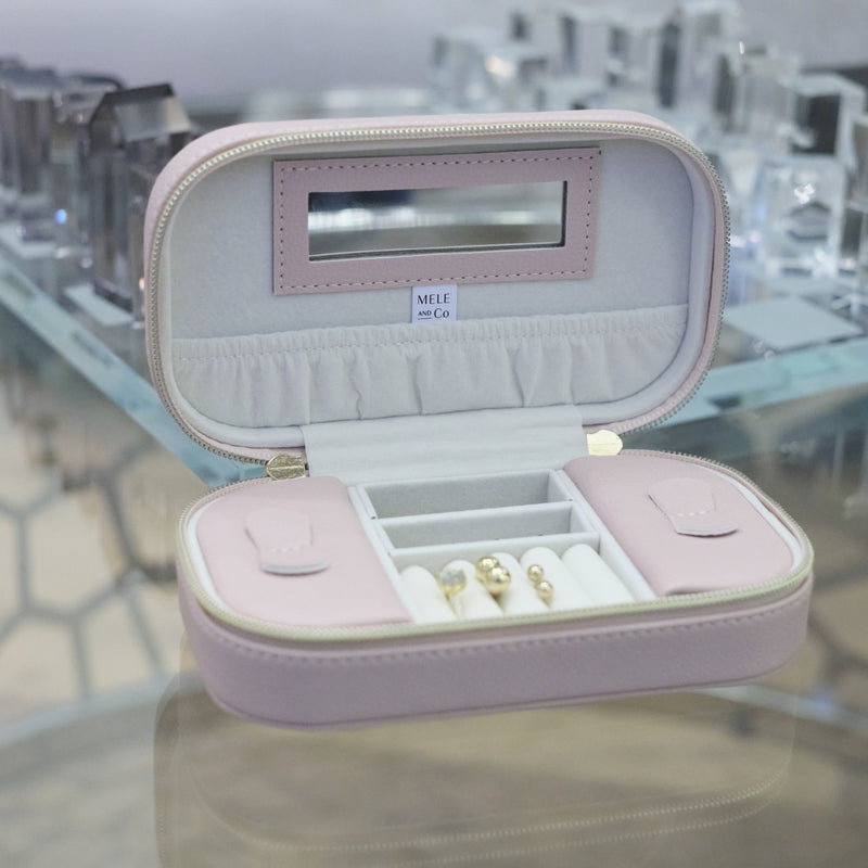COFFRE A BIJOUX DE VOYAGE ROSE LUCY - MELE ET CO