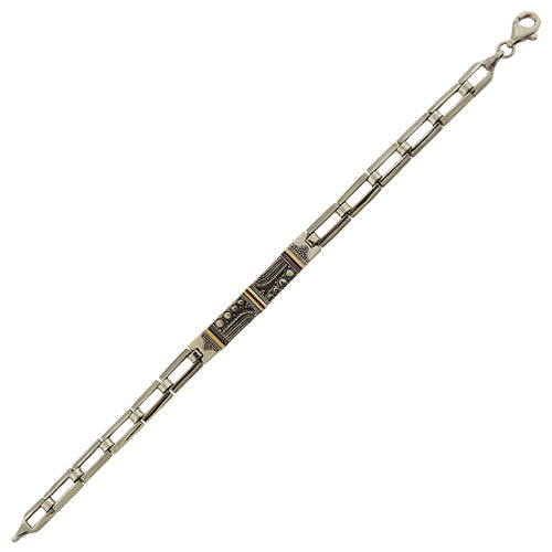 Bracelet de Bali en argent sterling et or avec mailles rectangulaires – Design sophistiqué et intemporel | L'Aventurine