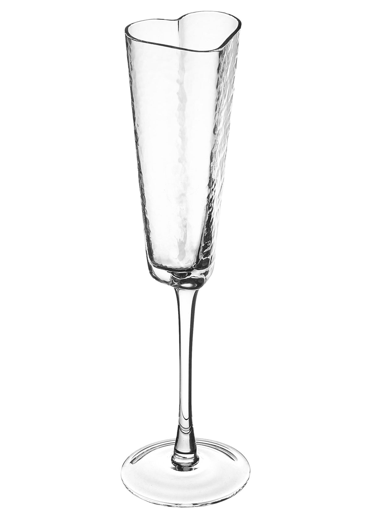 Flûte à champagne en verre transparent en forme de cœur