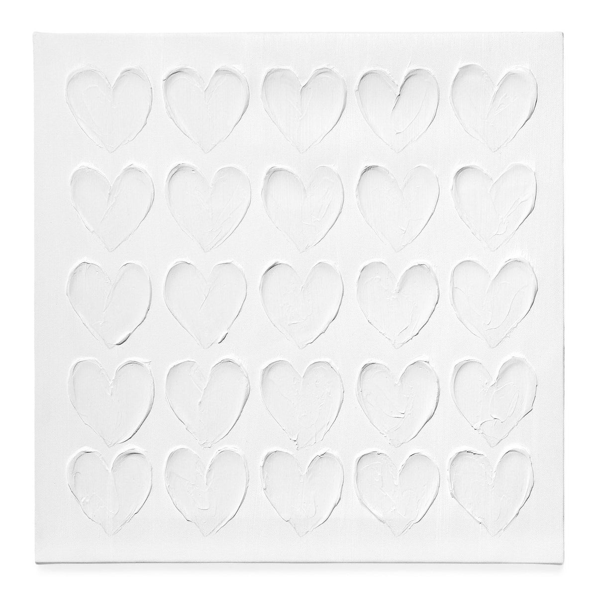 TABLEAU MURAL CŒURS BLANCS PEINT À LA MAIN