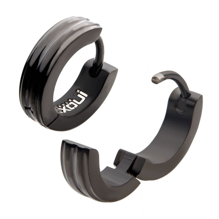 BOUCLES D'OREILLES DORMEUSES EN ACIER INOXYDABLE NOIR | BIJOUX INOX CANADA