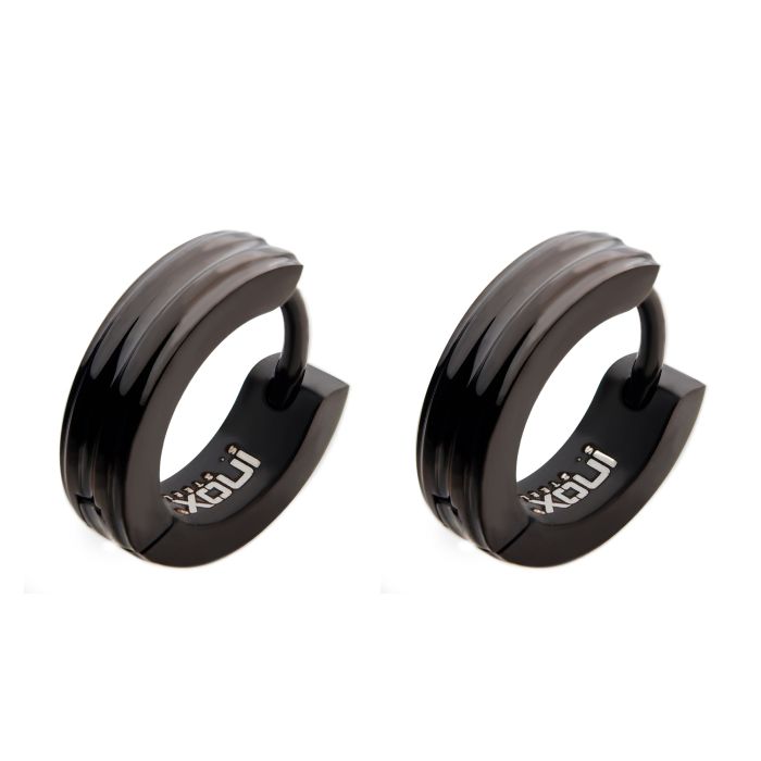 BOUCLES D'OREILLES DORMEUSES EN ACIER INOXYDABLE NOIR | BIJOUX INOX CANADA