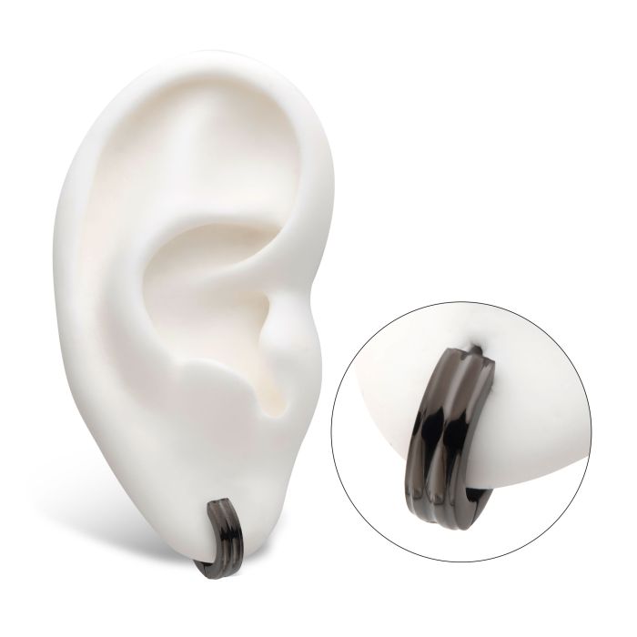 BOUCLES D'OREILLES DORMEUSES EN ACIER INOXYDABLE NOIR | BIJOUX INOX CANADA