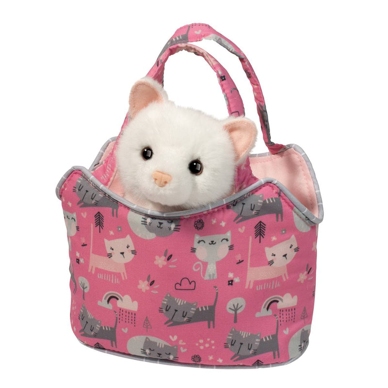 Purr-Fect Pals Sassy Sak avec chat blanc – Charmant, ludique et irrésistible | Douglas Cuddle Toy