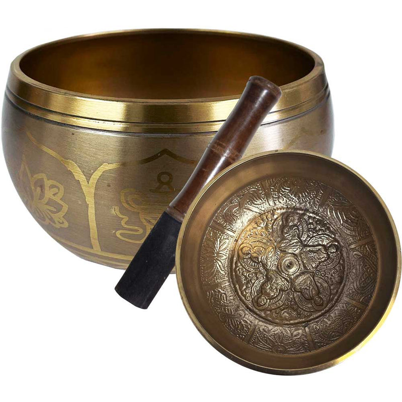 BOL CHANTANT EN ALLIAGE 4,5 POUCES - SYMBOLIQUE 5 BOUDDHAS DHYANI
