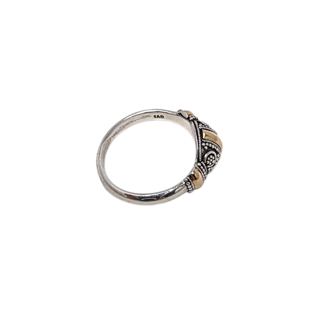 BAGUE DE BALI SURELEVEE ARGENT STERLING ET OR