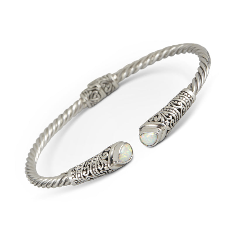 BRACELET RIGIDE DE BALI EN ARGENT STERLING ET OPALE