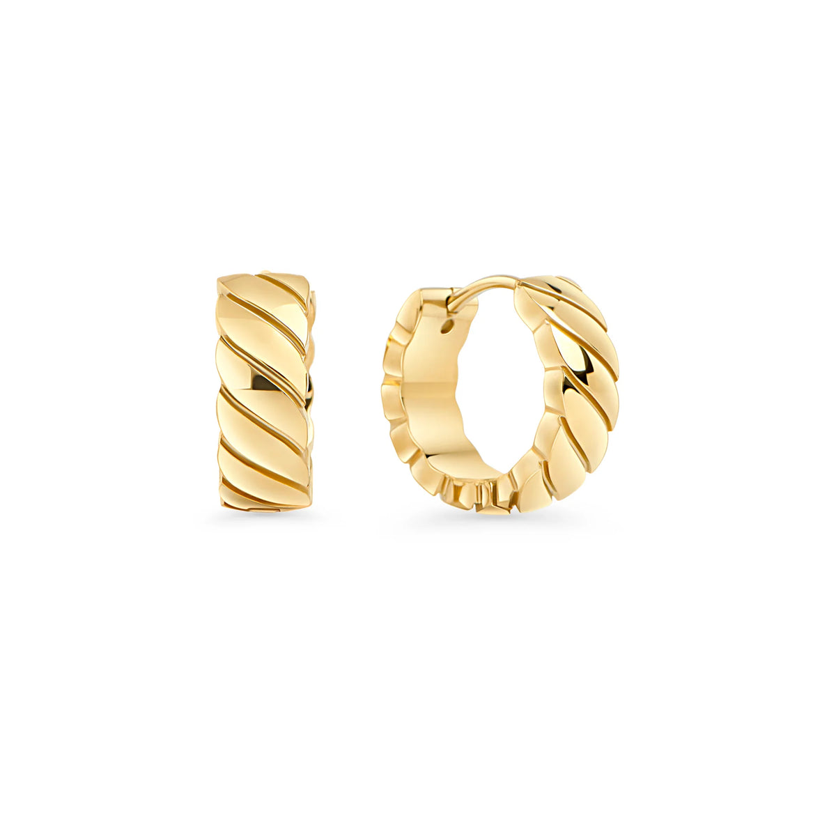 BOUCLES D'OREILLES LIGNEES ACIER INOXYDABLE DORE EMMY