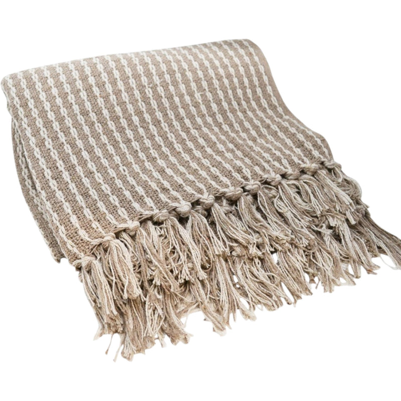 JETÉ COULEUR TAUPE EN COTON