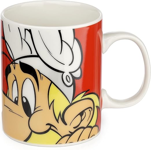 TASSE ASTÉRIX ROUGE AVEC VISAGE D'ASTÉRIX ET L'ANSE À DROITE