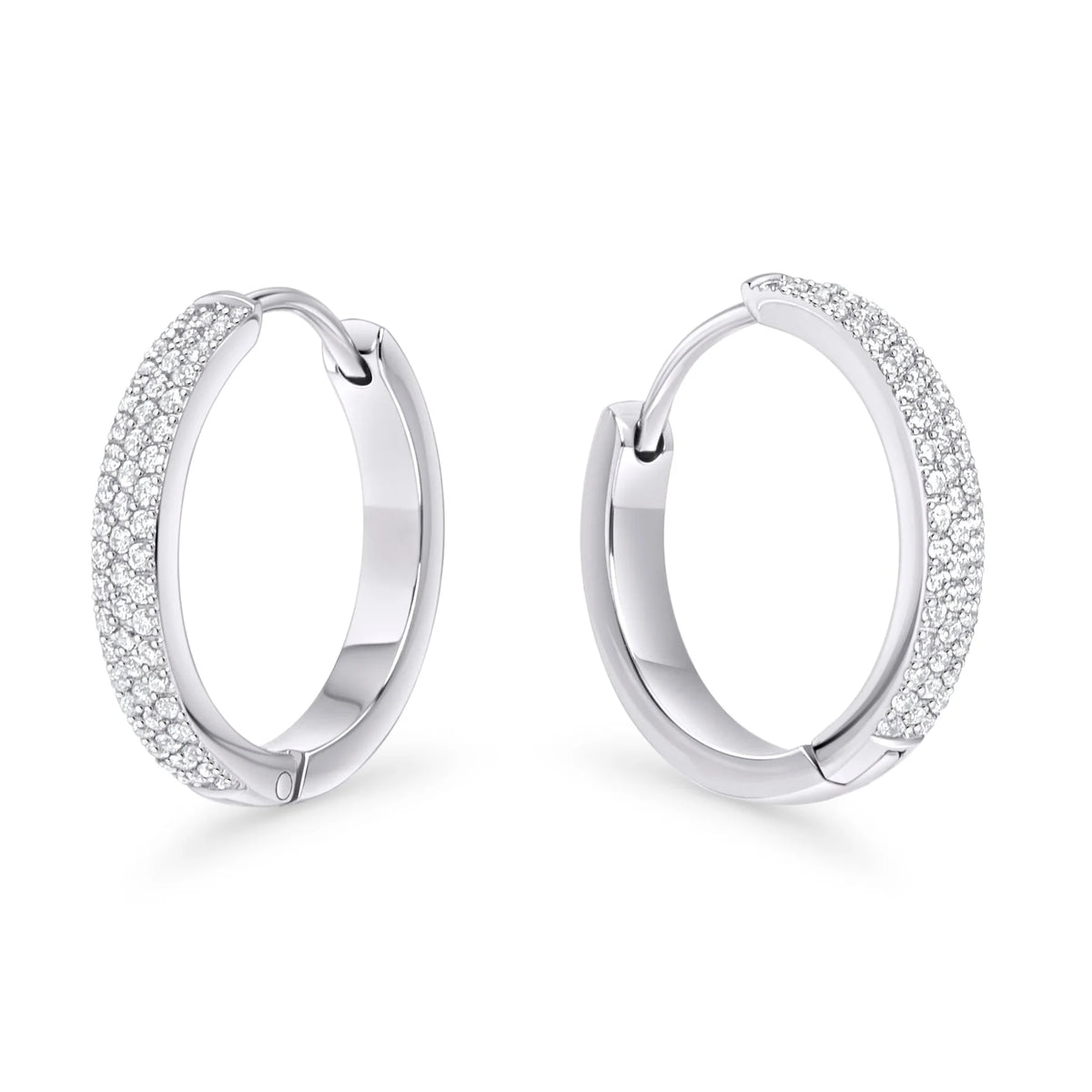 BOUCLES D'OREILLES DORMEUSES ACIER INOXYDABLE ET 3 RANGEES DE ZIRCONS | MIA BIJOUX