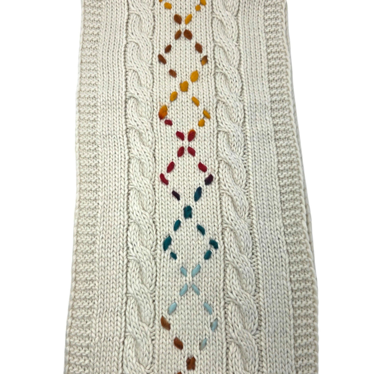 Foulard en tricot beige avec franges