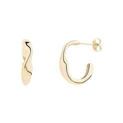BOUCLES D'OREILLES ONDULEES ACIER INOXYDABLE DORE