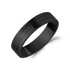 BAGUE ALLIANCE TRIPLE LIGNES EN ACIER INOXYDABLE NOIR | ARZ STEEL