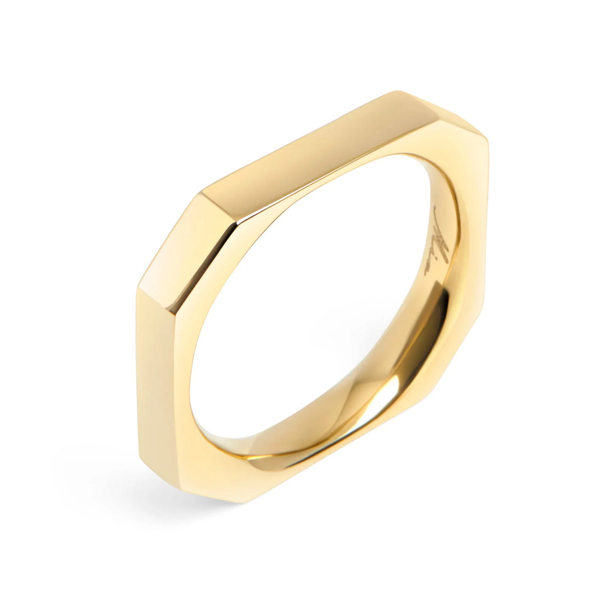 BAGUE EN ACIER INOXYDABLE DORÉ CARRE AXEL | MIA BIJOUX