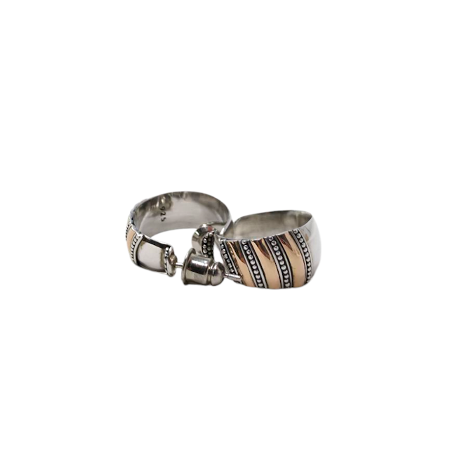 BOUCLES D'OREILLES DE BALI EN ARGENT LIGNEES OR