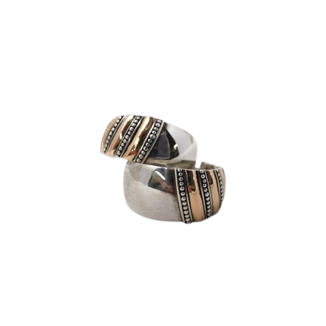 BOUCLES D'OREILLES DE BALI EN ARGENT LIGNEES OR