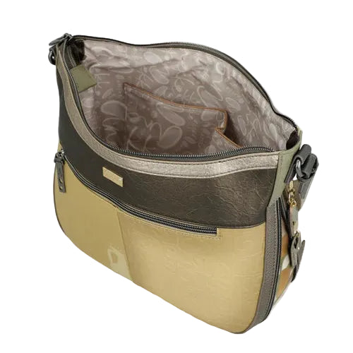 Sac messager spacieux en cuir végan inspiré de la Grèce antique au design artistique - Anekke