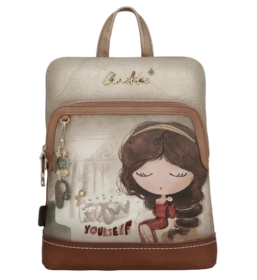 Sac à dos structuré inspiré de la Grèce antique au design artistique et élégant en cuir végan - Anekke