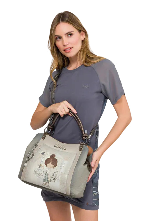 Sac à main élégant avec poignées et bandoulière inspiré d’Hypatie - Anekke