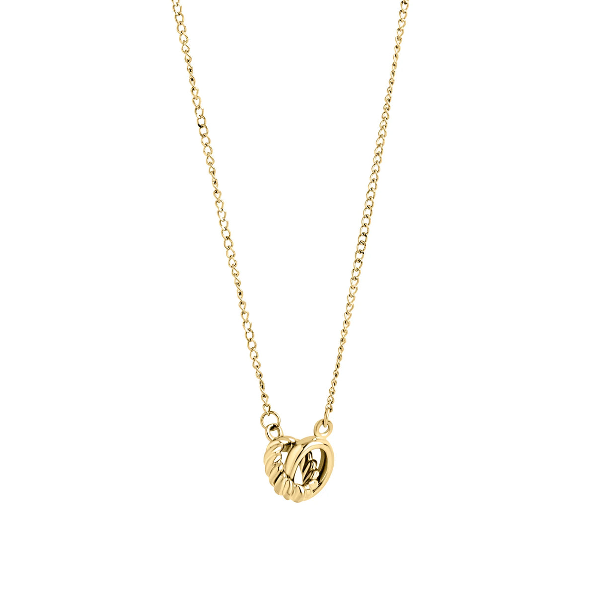 COLLIER ANNEAUX ENTRELACES EN ACIER INOXYDABLE DORE MIKA | MIA BIJOUX