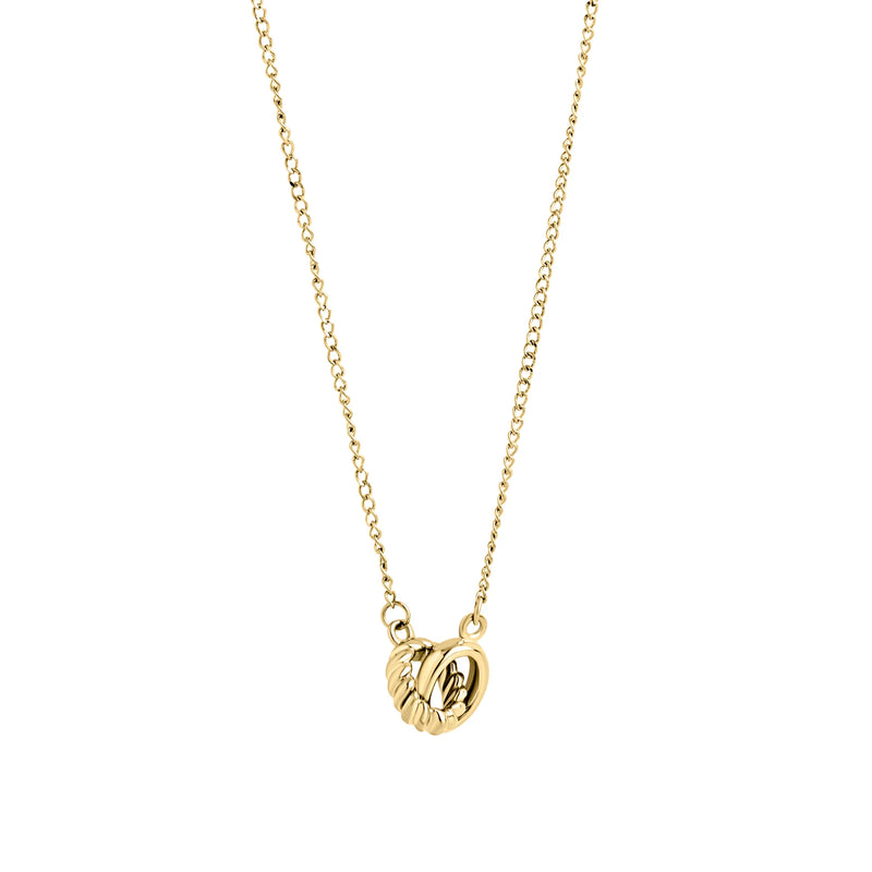 COLLIER ANNEAUX ENTRELACES EN ACIER INOXYDABLE DORE MIKA | MIA BIJOUX