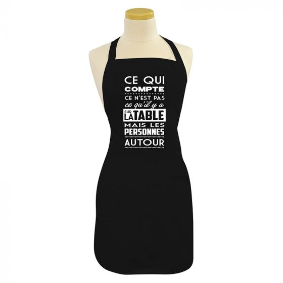 TABLIER NOIR CE QUI COMPTE - FABRIQUE CHAMPETRE