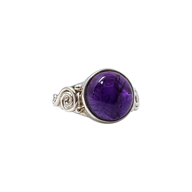 BAGUE EN ARGENT ET PIERRE AMETHYSTE