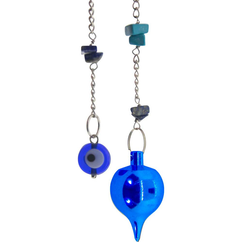 Pendule sphoroton en métal bleu - Oeil de protection