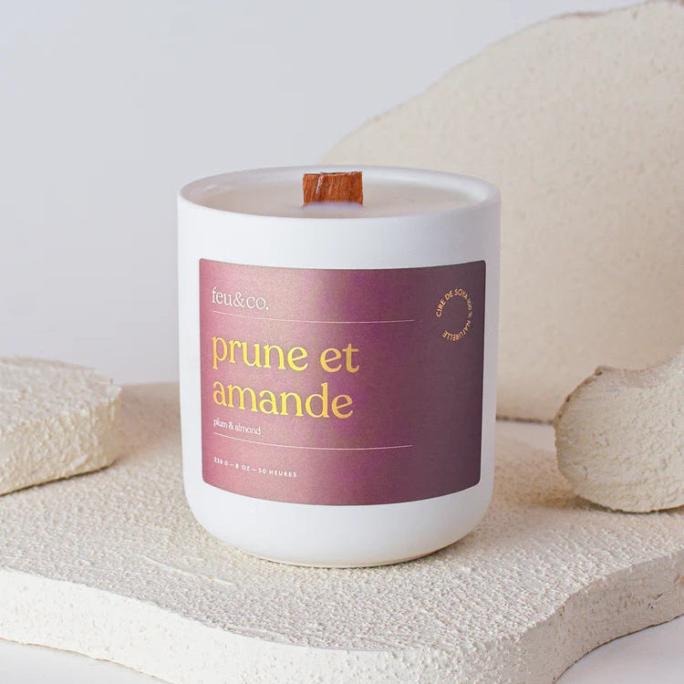 Bougie de cire de soya Prune et Amande - Feu & Co