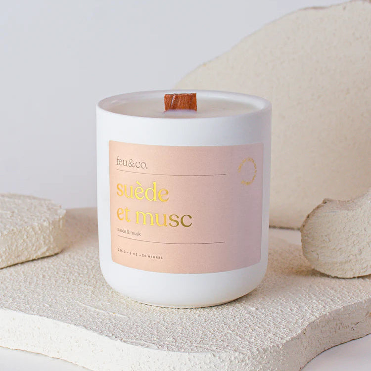 Bougie de cire de soya Suède et Musc - Feu & Co