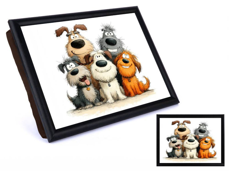 Plateau-coussin (coussin de lecture) pratique avec illustration de chiens adorables