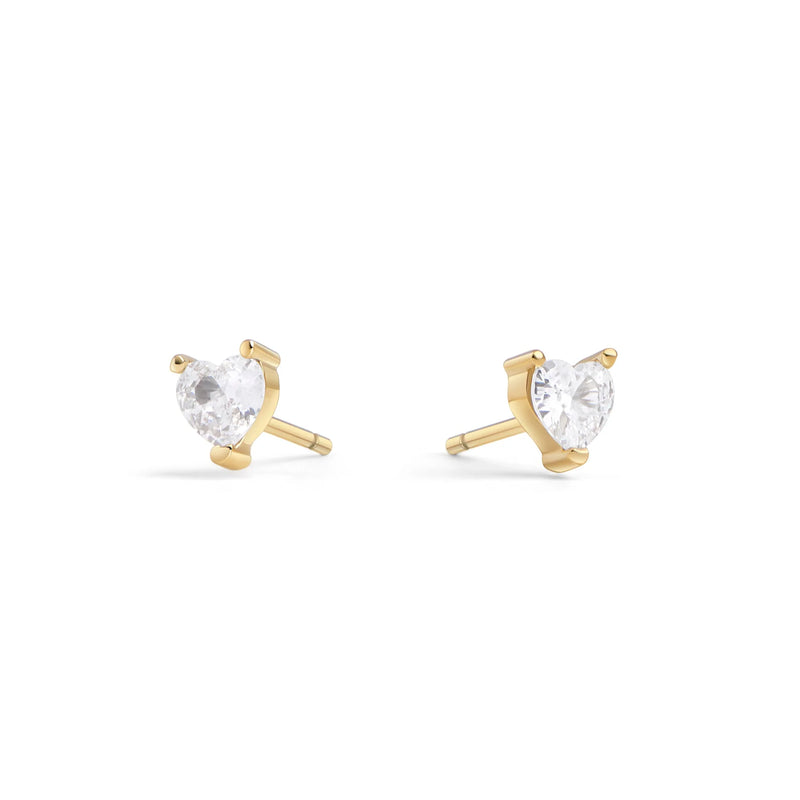 BOUCLES D'OREILLES ACIER INOXYDABLE DORE ET ZIRCON EN COEUR MIA BIJOUX