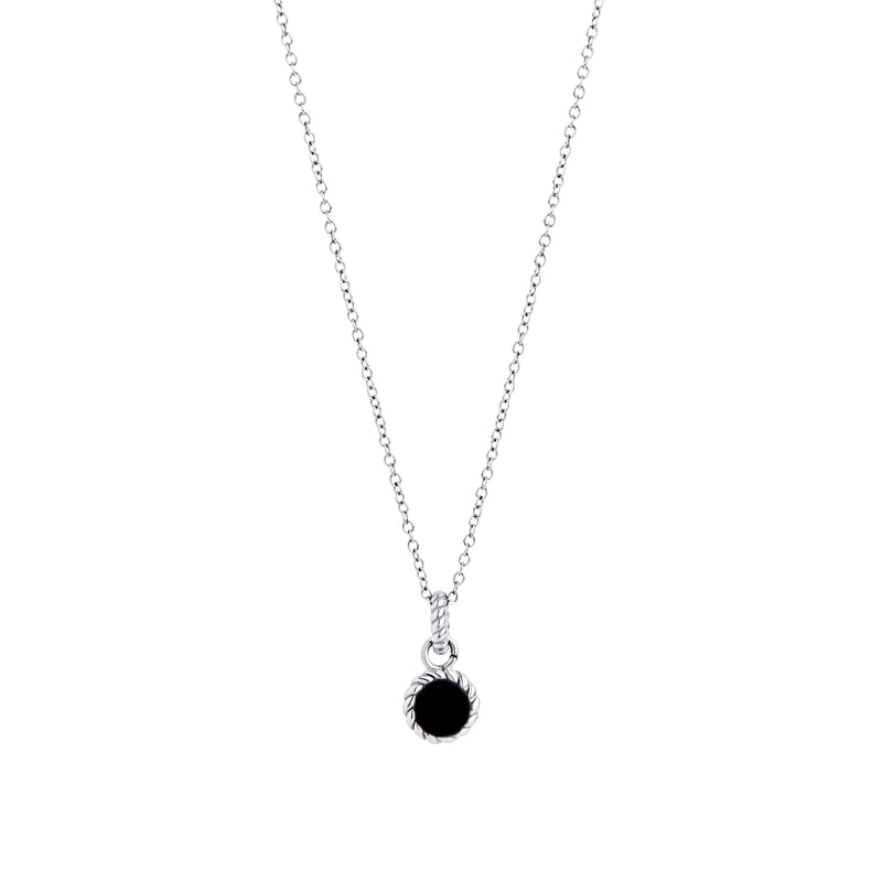 COLLIER ACIER INOXYDABLE ET PENDENTIF ROND EMAIL NOIR | MIA BIJOUX