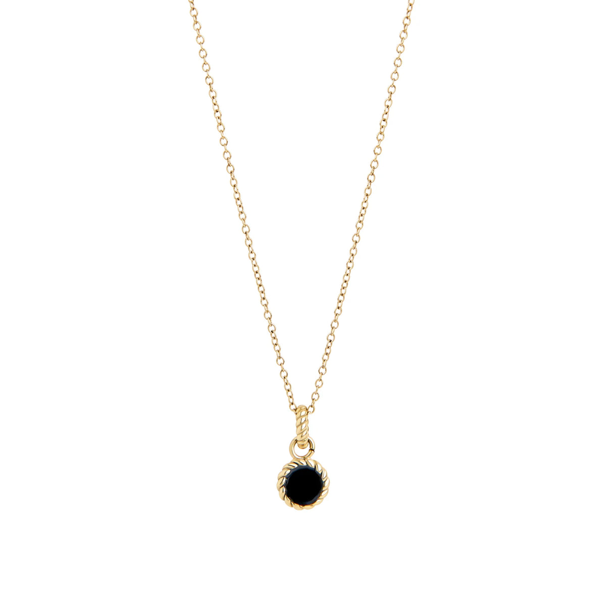 COLLIER ACIER INOXYDABLE DORE ET PENDETIF ROND EMAIL NOIR | MIA BIJOUX