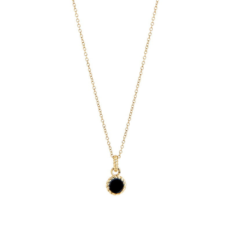 COLLIER ACIER INOXYDABLE DORE ET PENDETIF ROND EMAIL NOIR | MIA BIJOUX