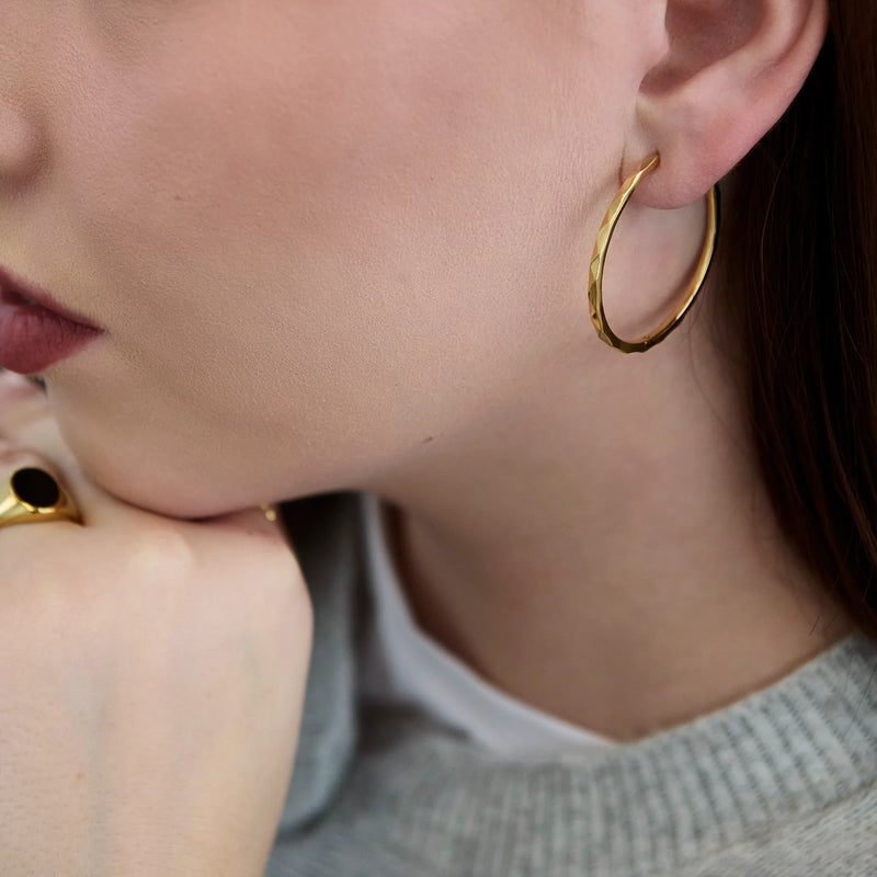 BOUCLES D'OREILLES A FACETTES EN ACIER INOXYDABLE | MIA BIJOUX