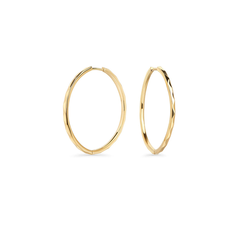 BOUCLES D'OREILLES ANNEAUX FACETTES ACIER INOXYDABLE DORE | MIA BIJOUX