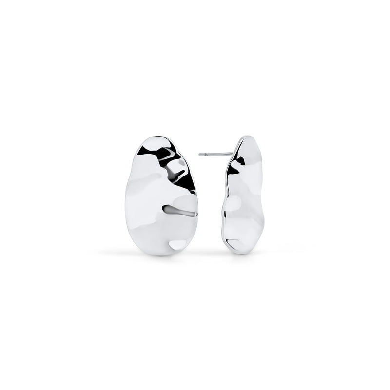BOUCLES D'OREILLES MARTELEES OVALES ACIER INOXYDABLE | MIA BIJOUX